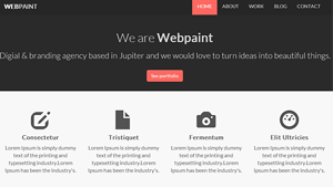 Webpaint template: Plantilla responsive, creada con Bootstrap a partir de un psd.